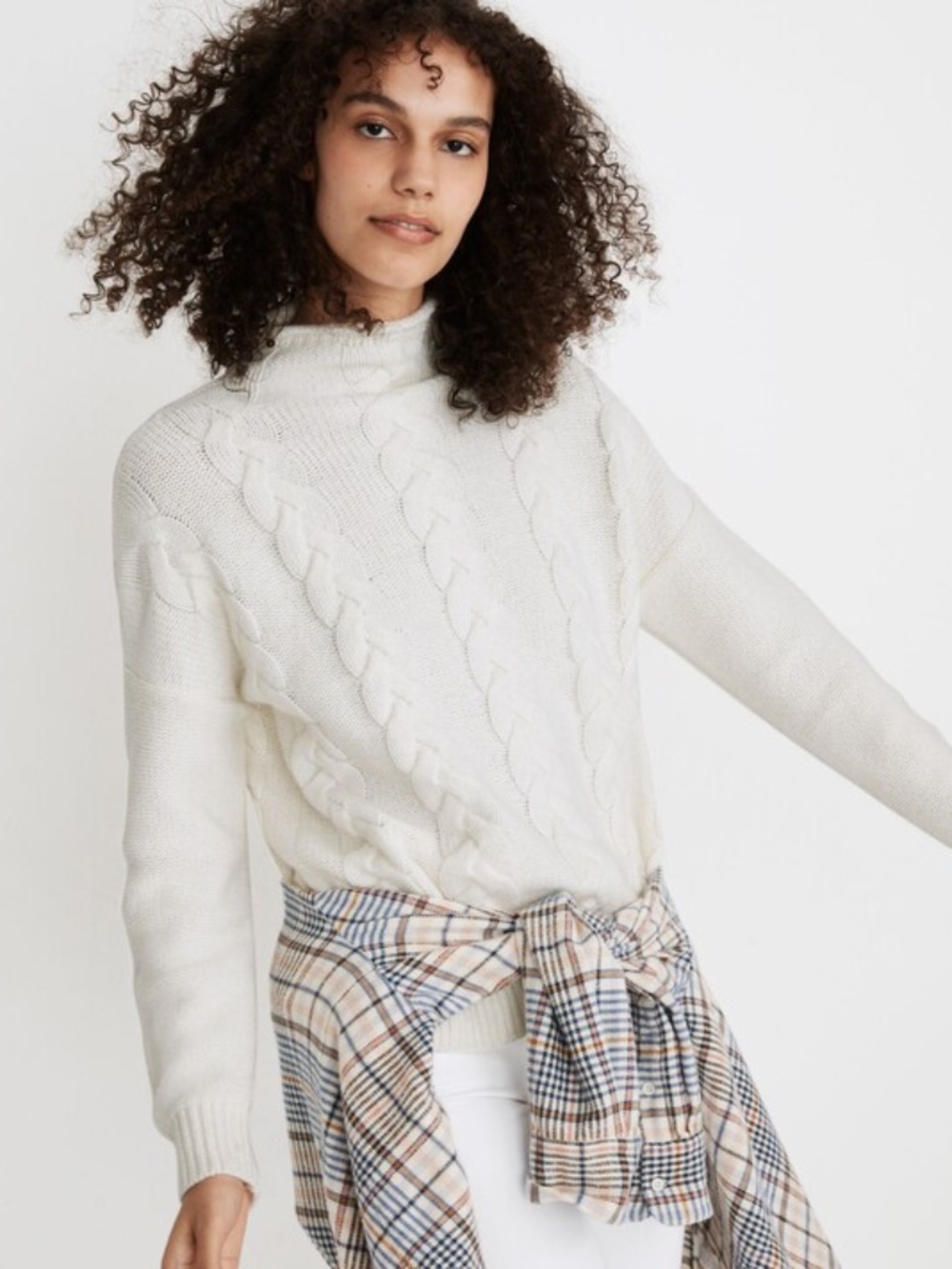 Madewell Grenville Cableknit Mockneck Sweater